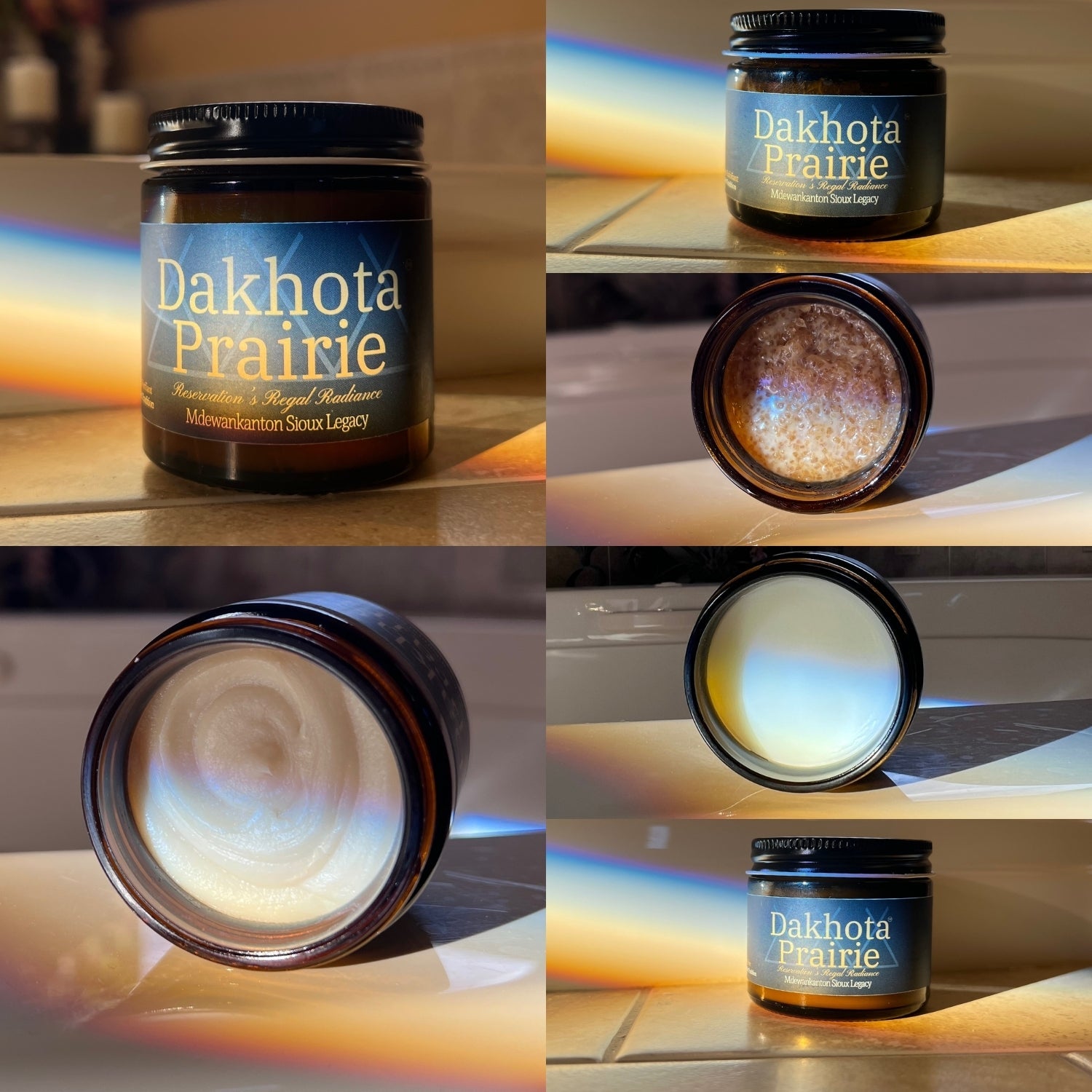 Dakhota Prairie's skincare products in a collage