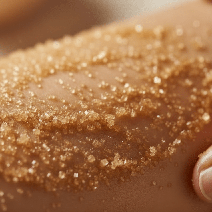 Tallow-Infused Sugar Exfoliant texture on skin