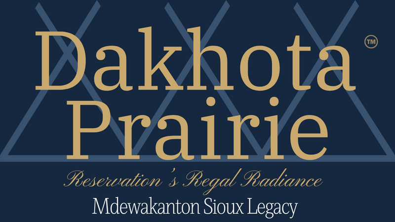 Dakhota Prairie logo with gold text on a blue background